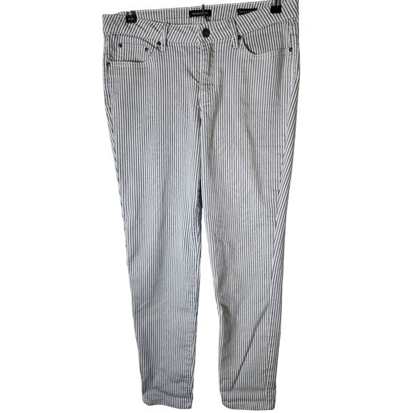 NEEDLE & CLOTH Blue White Striped Mid-Rise Skinny Ankle Pant SZ 12 - Picture 1 of 10